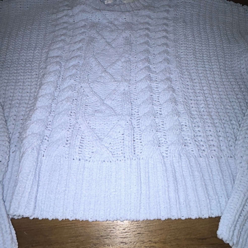 Altar'd State Light Blue Cable Knit Sweater Chenille Texture Lightweight Soft - Picture 8 of 10